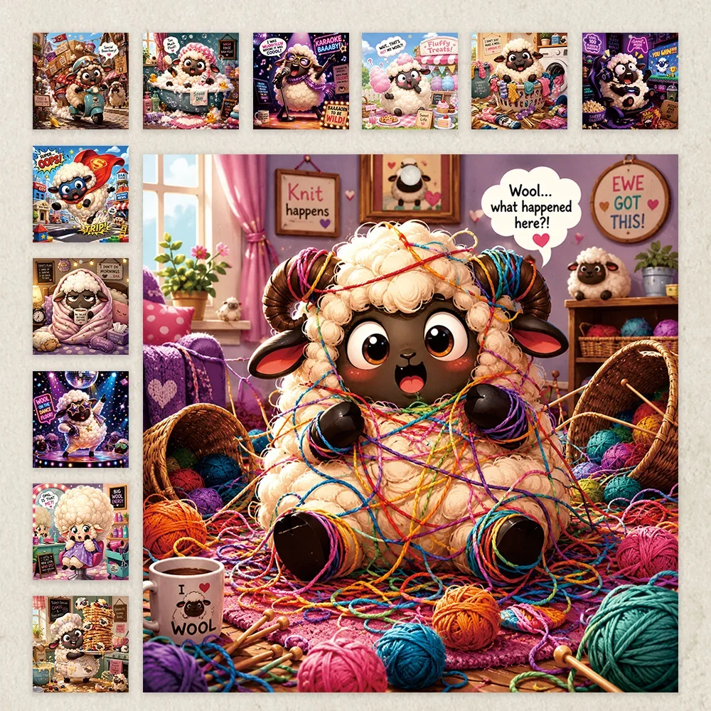 1pc 2027 American Sheep Fun Wall Calendar,12‑Month Planner,Gift For Back‑to‑School,Christmas,New Year,Free Stickers Included