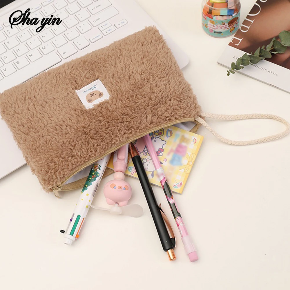 Large Capacity Cute Plush Travel Cosmetic Lipstick Storage Bag Women Makeup Kits Handbags Organizer Wallet Pencil Case Pouch Bag image 4