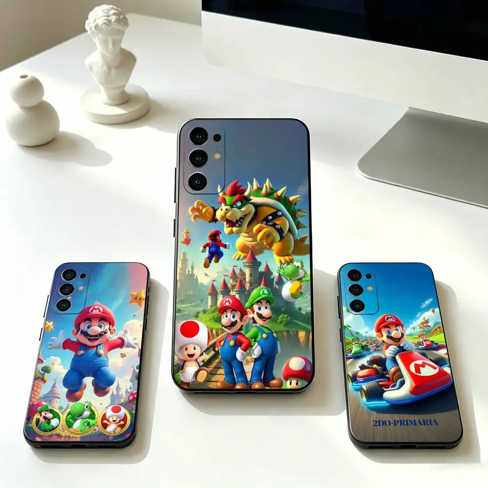 M-Mario-Game Bros  Phone Case Black Silicone Soft For Samsung S25,S24,S21,S22,S23,S30,Ultra,S20,Plus,Fe,Lite