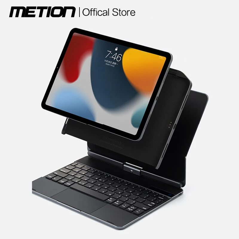 DOQO Aluminum Alloy Magnetic Magic Keyboard Bluetooth Scissor Mechanism 360 Rotation Suitable for 2020/2021iPadPro11/12.9 Air4/5