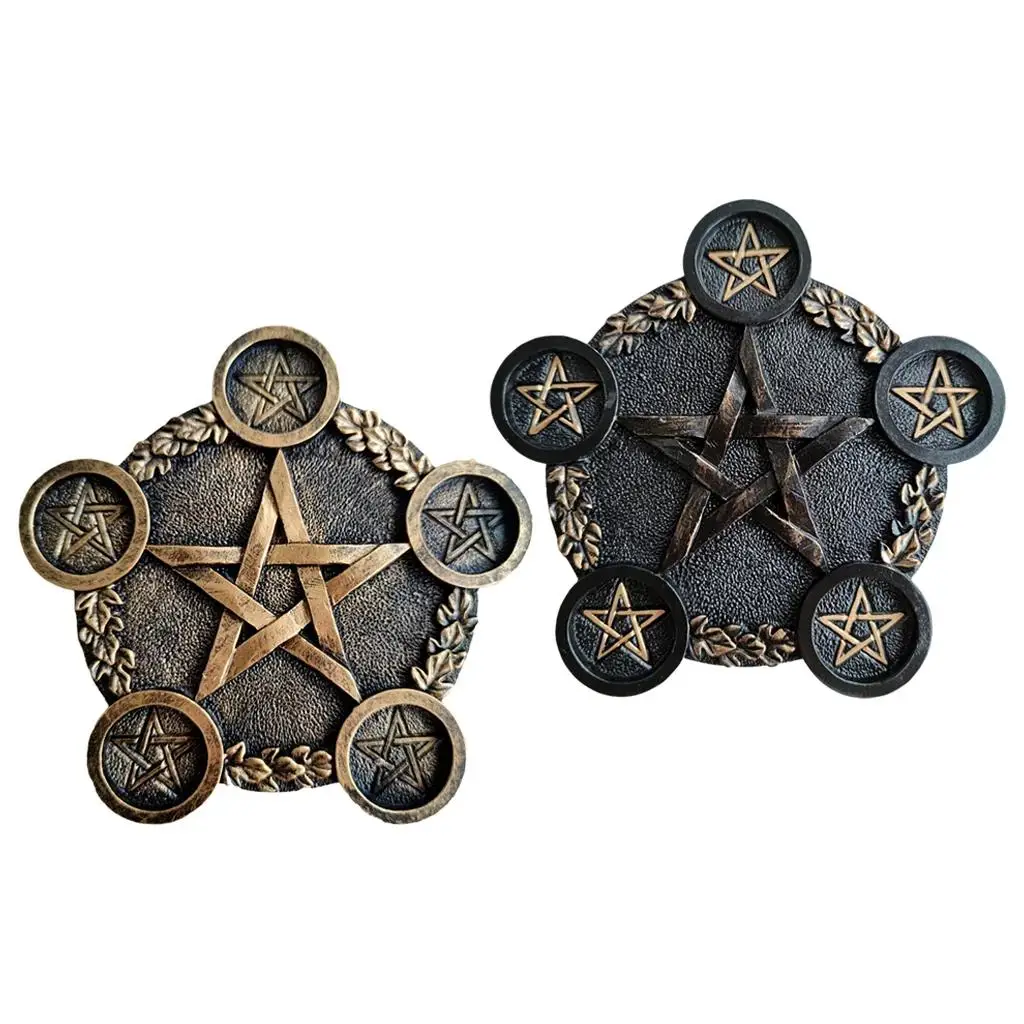 Pentagram Candle Holder, Altar Plate for Candles Ceremony Decoration Cup Candle Holder Tea Candle Holder for Tarot