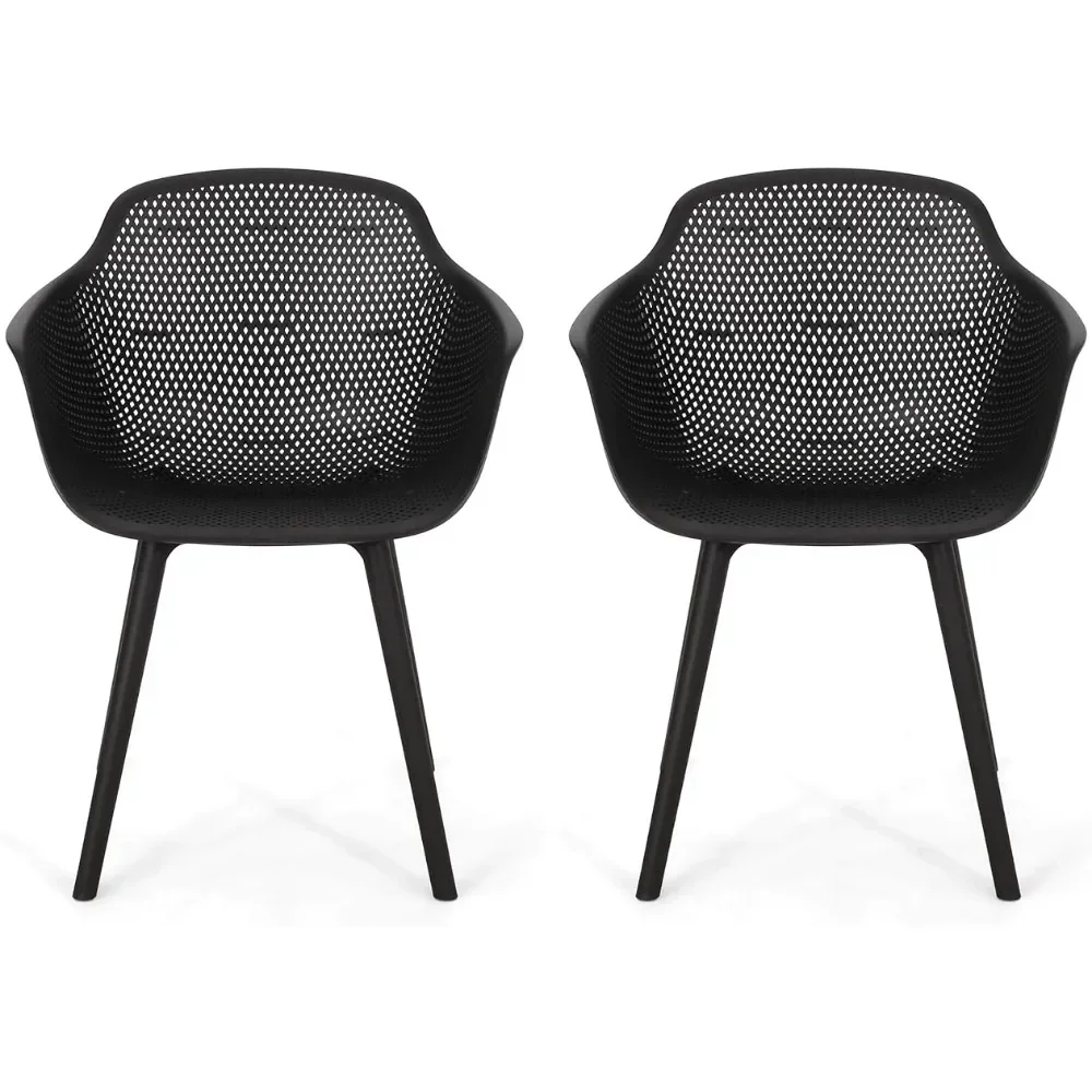 Davina Outdoor Dining Chair (Set of 2) Polypropylene Black Freight Free Camping Furniture