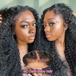 Kinky Curly 4C Edges Baby Hair Lace Wigs Deep Wave 13x6 HD Lace Frontal Wig 100% Human Hair Curly13x4 Lace Front Human Hair Wigs