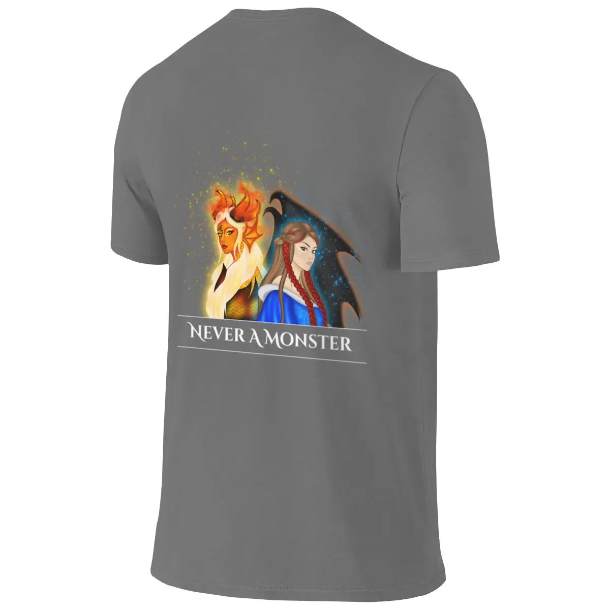 Never A Monster Comfortable Reversible T-shirt Solid Color Minimalism Ribbed Collar Basic Tee