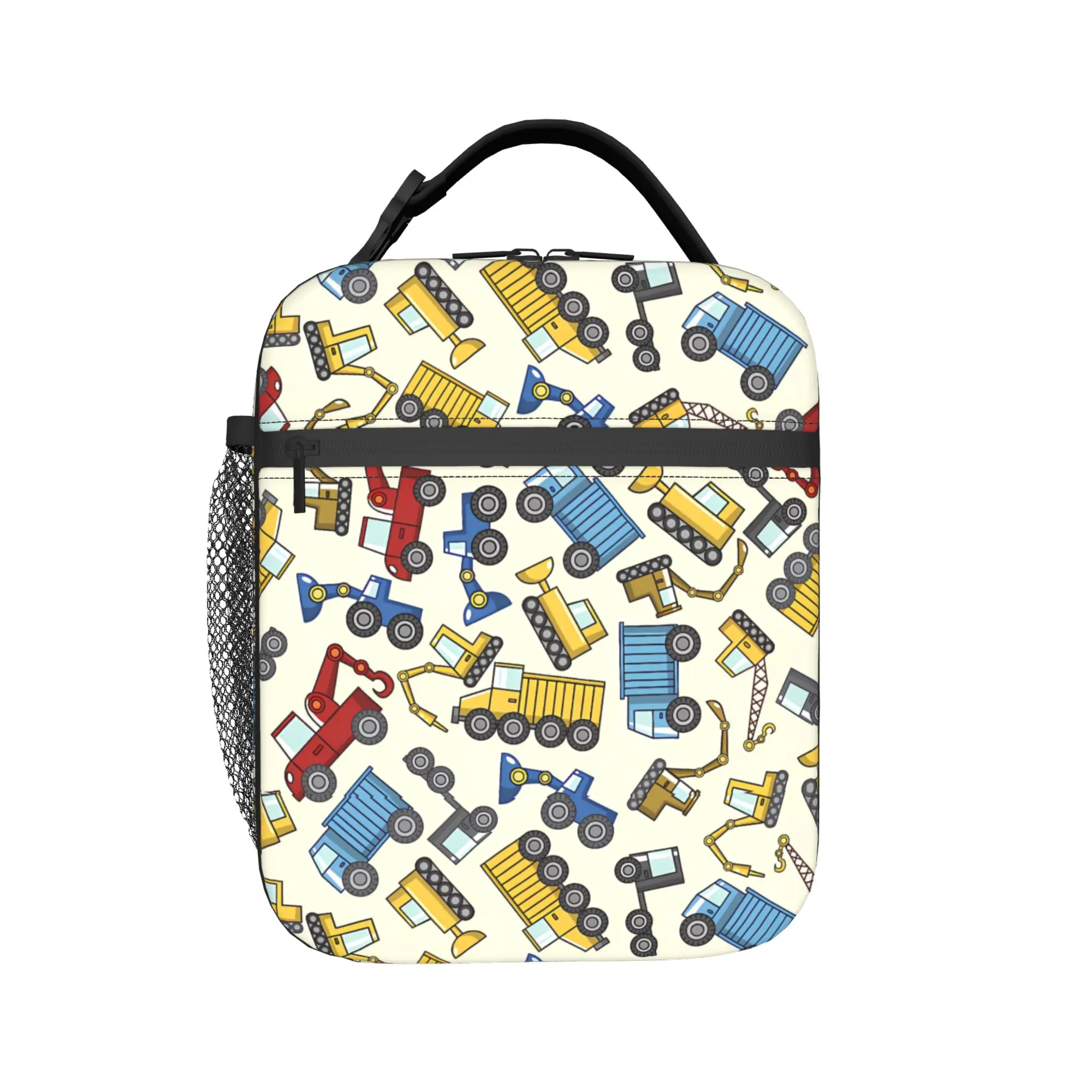 Toys heavy construction machines Lunch Bag Travel Portable Tote Food Bags For Child  Oxford Print Cooler Bag