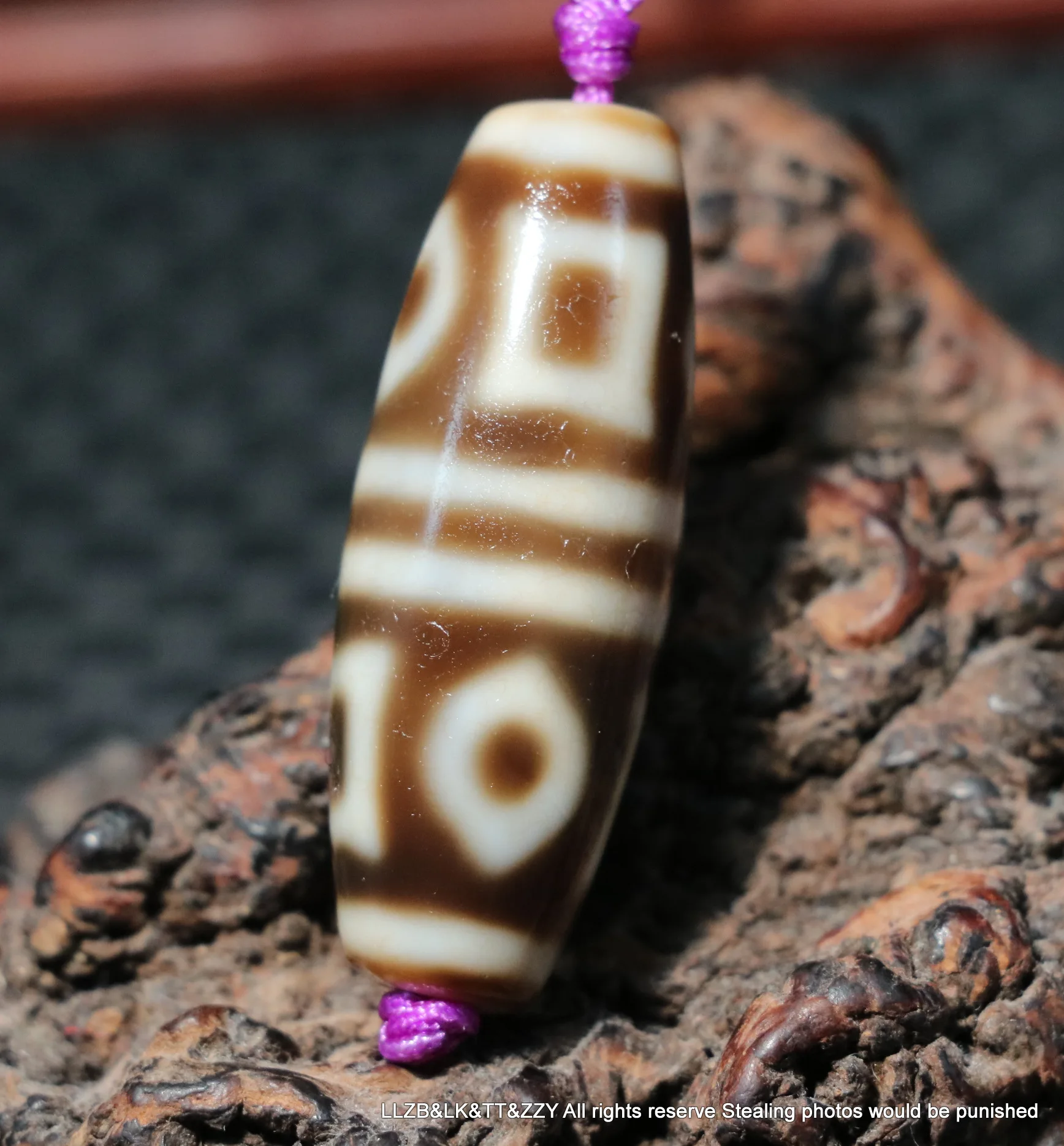 Energy Tibetan Old Agate Oily Patina Harmonious Heaven&Earth dZi Bead Amulet 5AR LKbrother Sauces Toq Quality