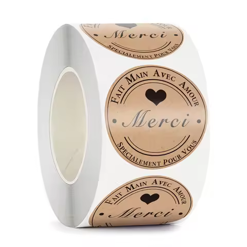 100-500pcs Merci Kraft Sticker French Thank You Fait Main Avec Amour DIY Multifunction Paper Label Adhesive Gift Seal Sticker