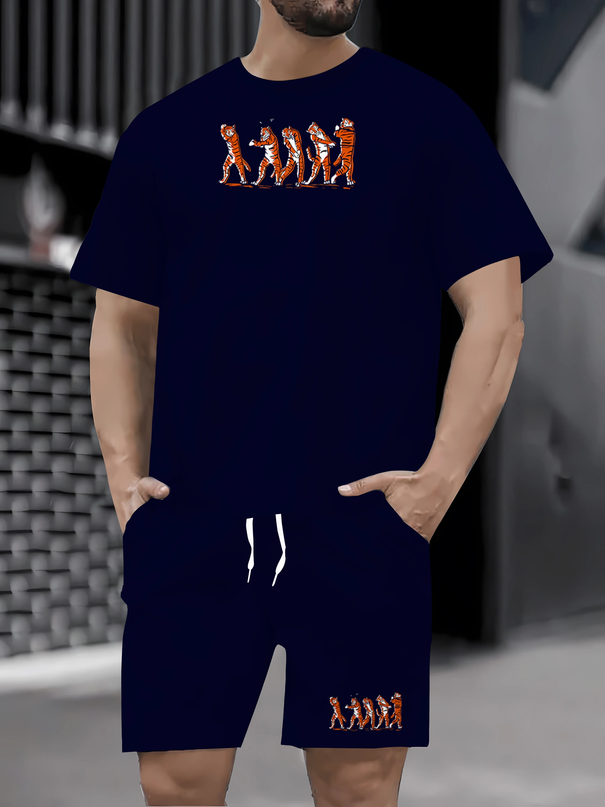 

2025 Summer Men's Sports Set Short Sleeve T-shirt and Sports Set Shorts Summer Leisure Jogging Set Men's Two Piece Sports Set