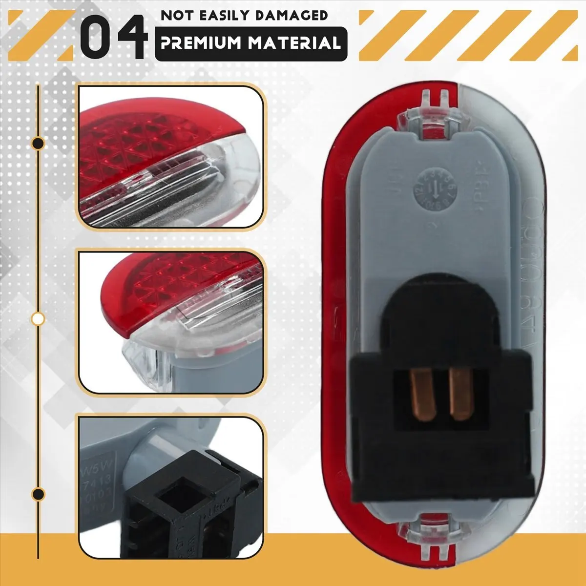 #17V Car Door Lights,LED Car Door Warning Lamp for Beetle Golf Jetta MK4 1999-2004 (silver & red)