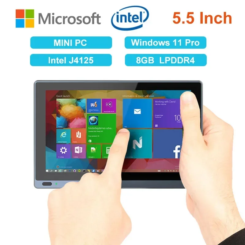 2023 Portable Pocket Tablet Mini PC Box Windows 11 5.5 Inch Touch Screen inte J4125 8GB RAM 128GB WiFi 6.0 BT5.2 RJ45 Desktop