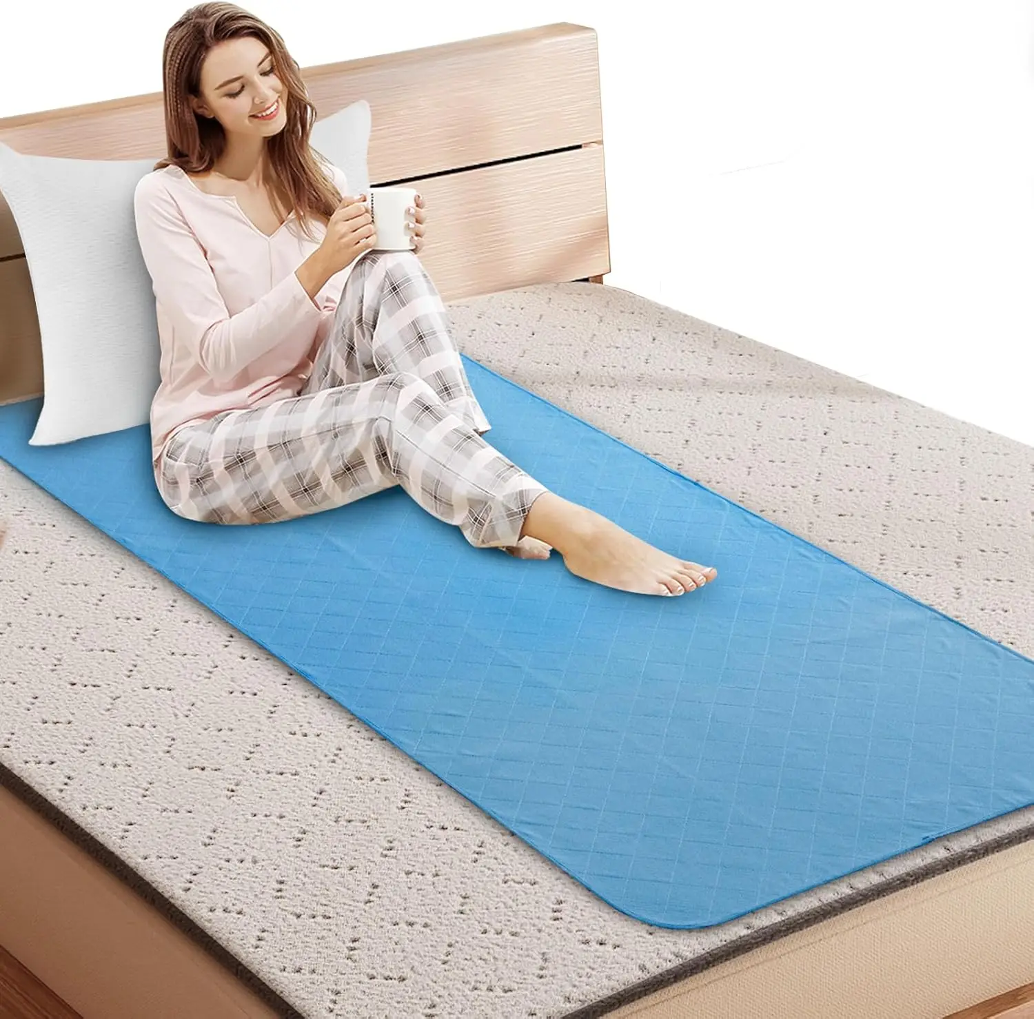 

Hospital Bed Pads 34'' x 76'' Non-Slip Washable Mattress Protector for Incontinence, Blue