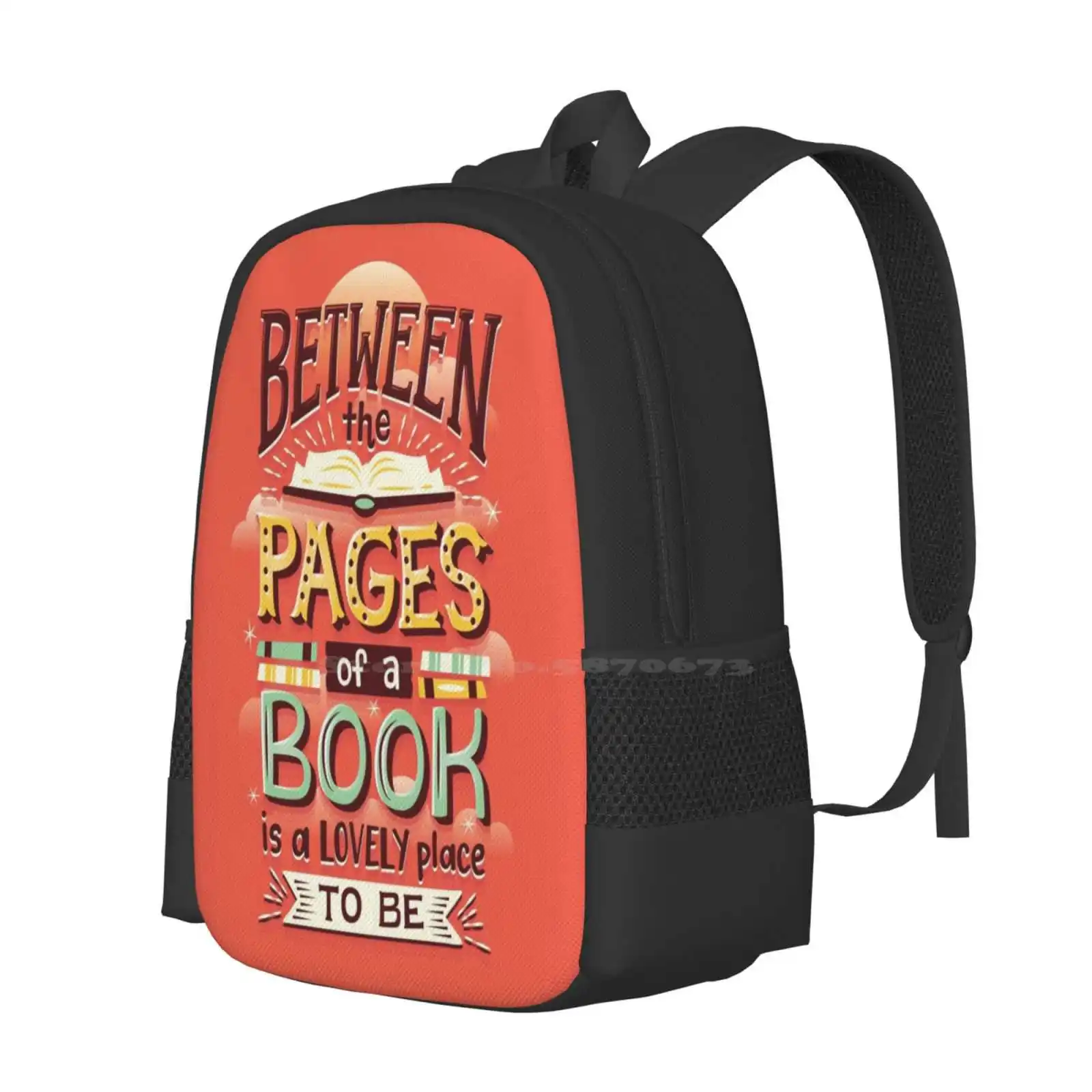 Between Pages Hot Sale Backpack Fashion Bags Pages Books Bookworm Bibliophile Lettering Reading Reader