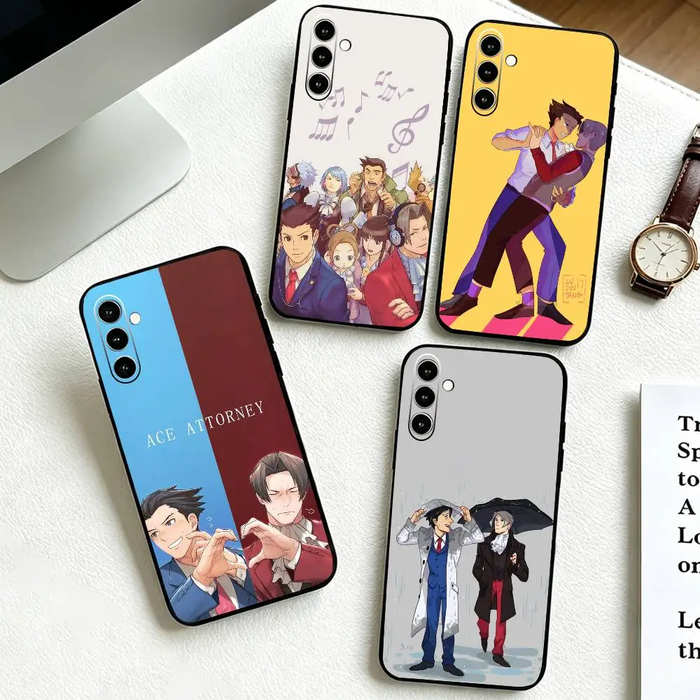 Coque de téléphone Game A-Ace A- Attorney pour Samsung Galaxy A73,A72,A71,A70,A53,A52,A51, couverture noire en Silicone souple