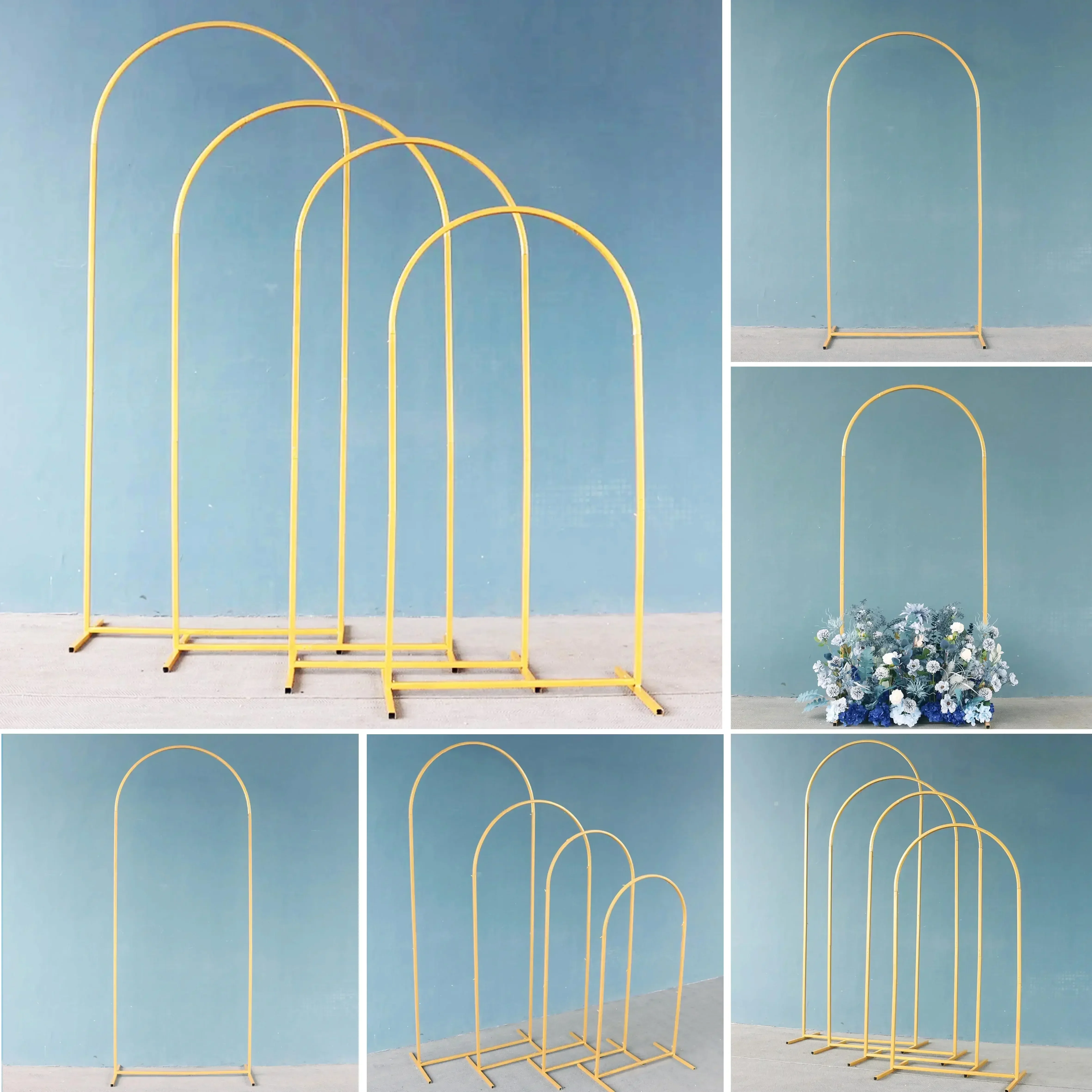 Set of Gold Arch Backdrop Stands, Birthday Party Balloon Holder, Wedding Reception Photo Shooting Background&Flower Frame Decor