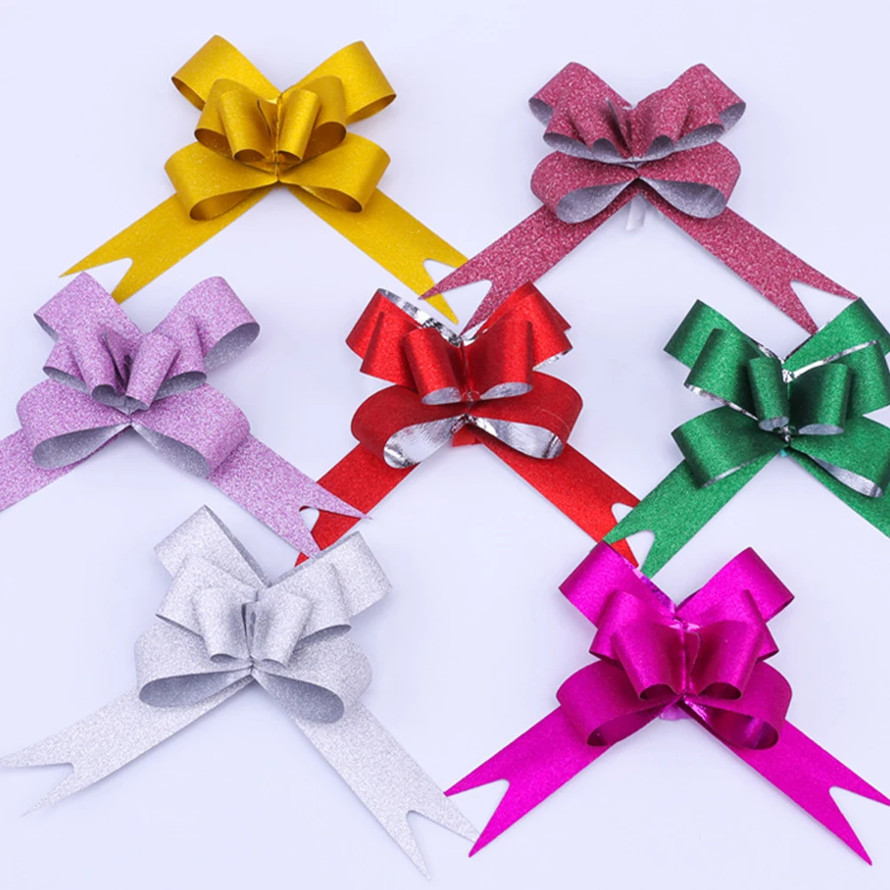 

Glitter Hand Drawn Flowers Pull Bows for Gift Christmas Gifts Wedding Decoration