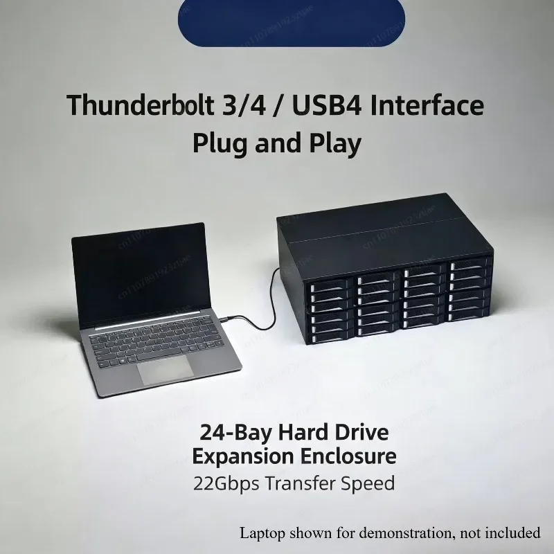 24-Bay Thunderbolt 3/4 Storage Enclosure, USB4 22Gbps High Speed RAID Expansion for 4K/8K Video Editing