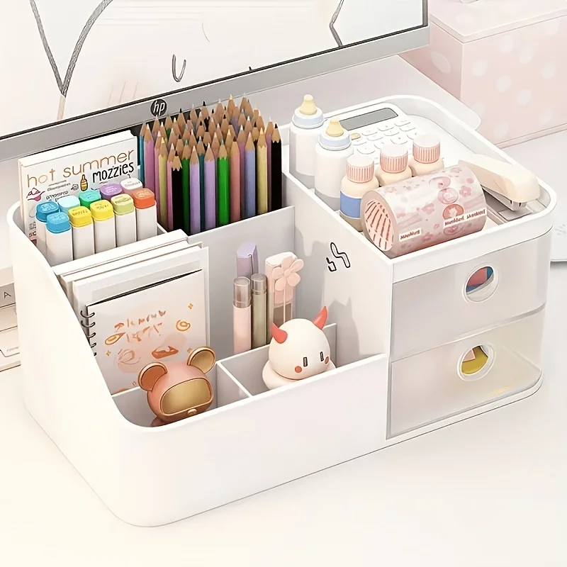 1 Caixa Organizadora de Mesa de Grande Capacidade, Porta-Canetas, Ideal para Mesas Organizadas em Escritório/Quarto/Estudo, Perfeita para Armazenamento Diário