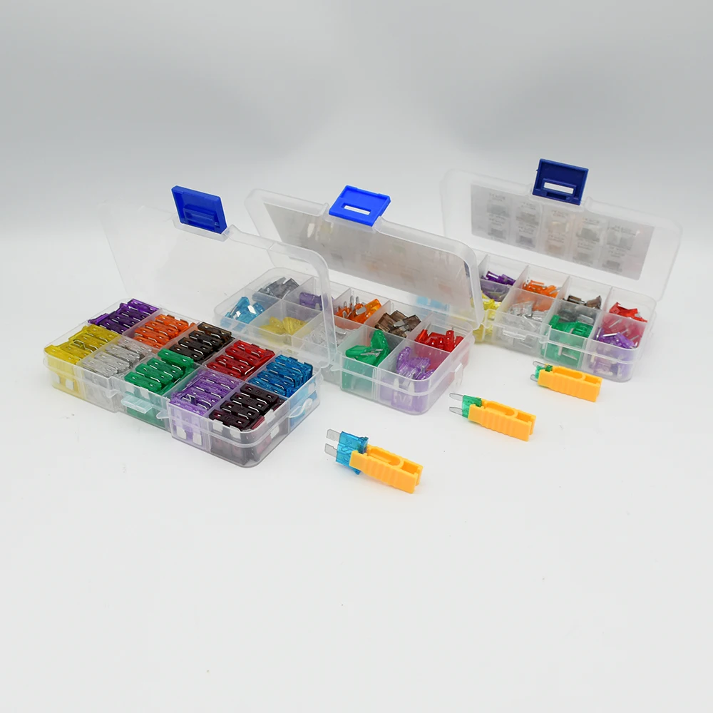 100pcs standard 120PCS SMALL 140PCS MINI Car Fuses 2A 3A 5A 7.5A 10A 15A Amp with Box Clip Assortment Auto Blade Type Fuse Set