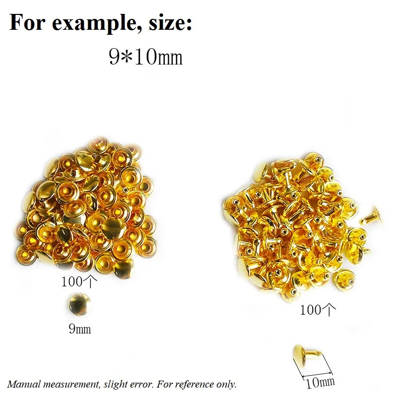 Round Rivet For Leather Craft Bag Belt Garments Hat Shoes Pet Collar Decoration 9~10mm Single Cap Rivets Studs New