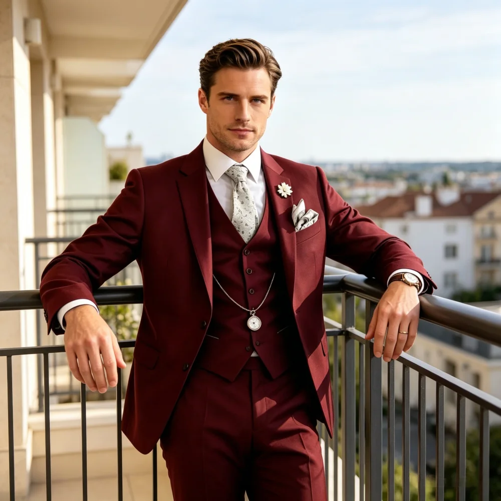 

Classic Men's Tailored Fit Suits Soft High-Quality Fabric Elegant Choice for Weddings Banquets