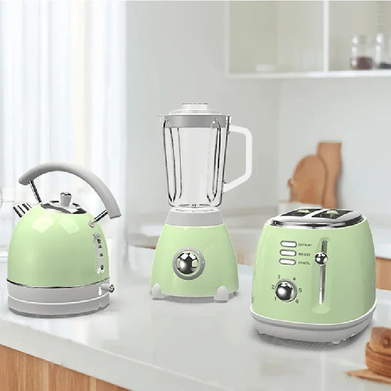 Ss Electrodomésticos de cocina para el hogar, 2 piezas, tostadora inteligente de moda Retro, tostadora y hervidor multifuncional, juego de desayuno