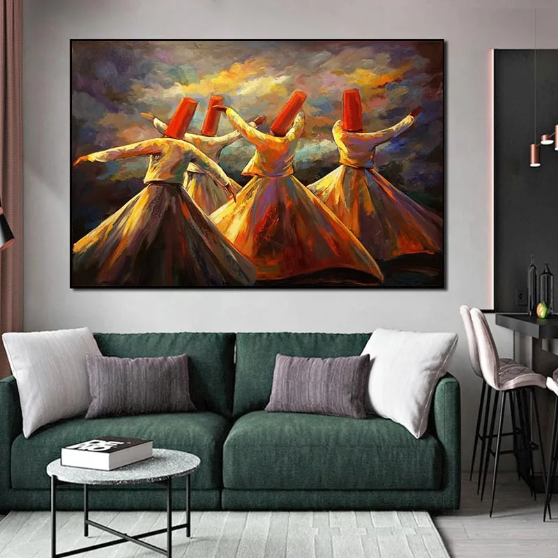 Sufi Whirling Dervish Canvas Poster Prints Islamic Muslim Egypt Canvas Wall Art Pictures for Living Room Home Decoration