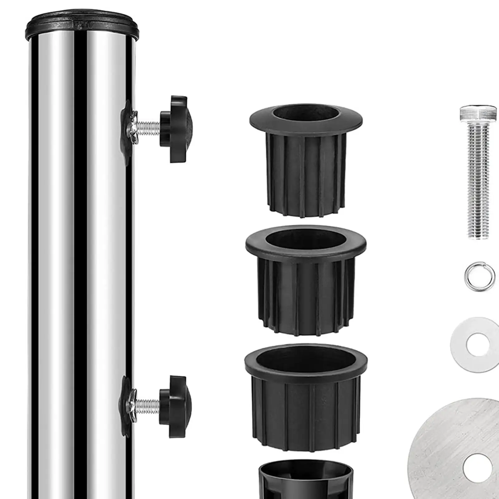 Umbrella Base Stand Tube Umbrella Mount Heavy Duty Umbrella Clamp Replacement Parasol Steel for Docks Lawn Yard Garden Backyard image 3