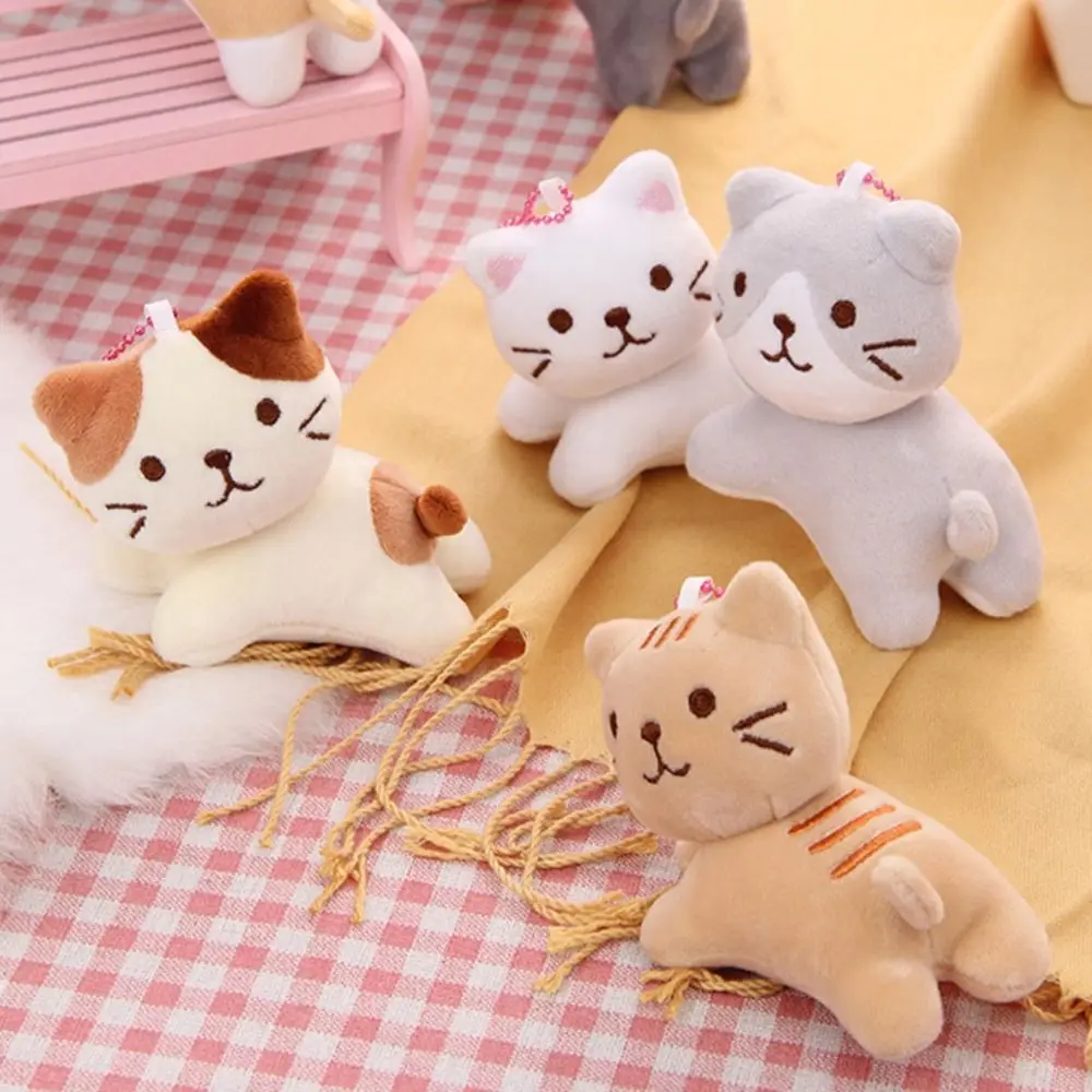 Key Buckle Cute Cat Plush Pendant Korean Style Plush Crooked Head Kitten Keychain Backpack Charms Cartoon Cartoon Doll Pendant