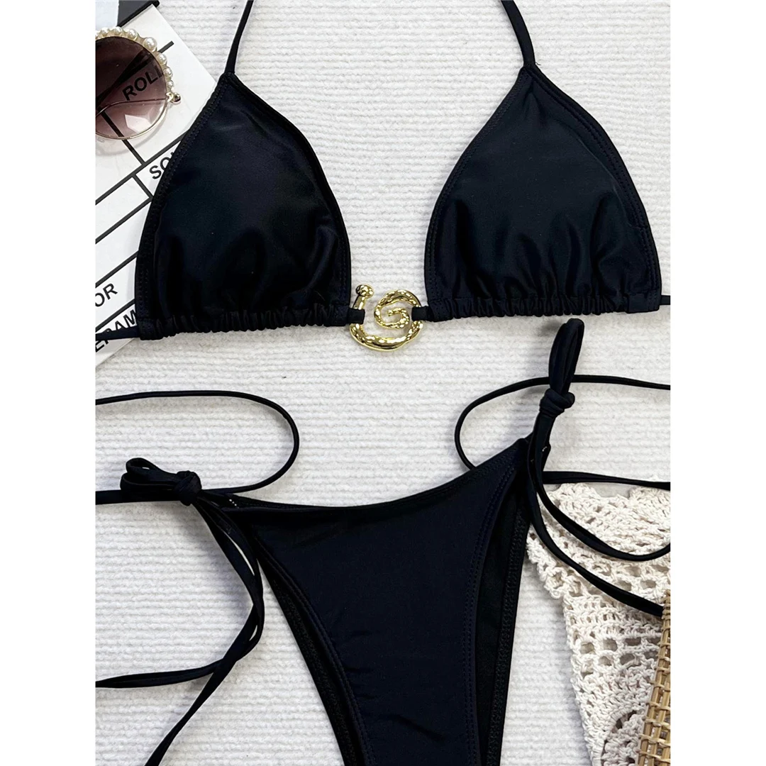 Sexy Neckholder-Bikini-Set mit Metallring und hohem Beinausschnitt, zweiteilig, Damen-Badeanzug, Badebekleidung, Bather Swim V6268 – Detail 13