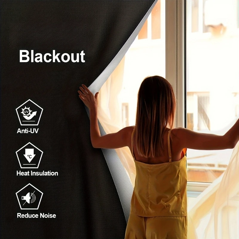 Cortina opaca viaje para ventana, cortinas aislantes térmicas para dormitorio, guardería, cortina negra, cubierta ventana