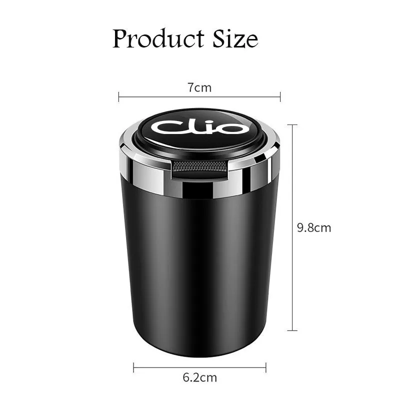 New multifunctional car ashtray with LED light one touch open lid cigar cup suitable for Renault Clio auto parts