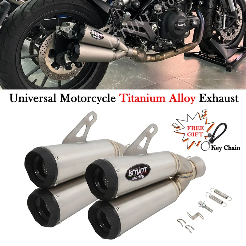 

Universal Motorcycle Titanium Alloy 51MM Double Exhaust Pipe Muffler Escape Moto Modify Tube For VMAX 1200 TRK 502C CBRR500 Z900