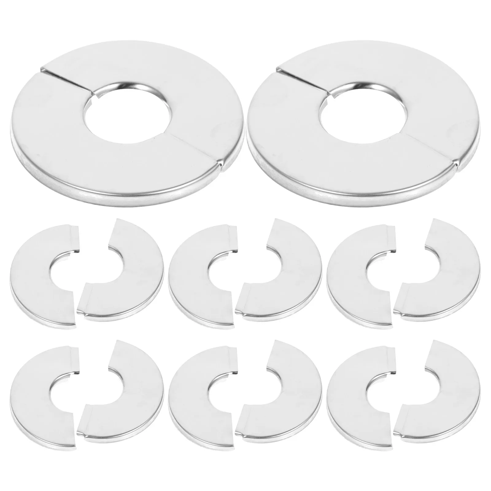 8 Pcs Stainless Steel Escutcheons Plates Plumbing Flange Cover Pipe Mounting For 27mm Water Pipes Round Wall Silver Split Covers