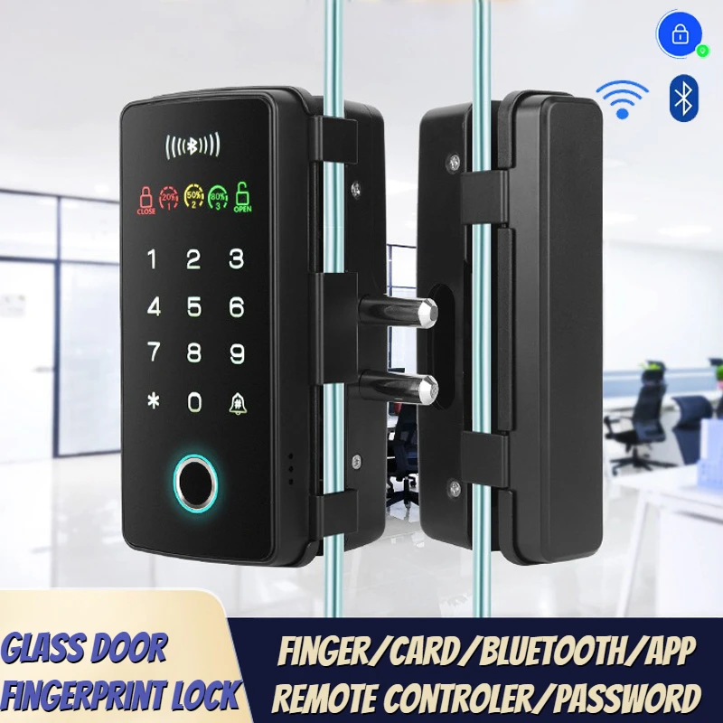 Smart Door Lock WIFI Remote Unlock Temporary Password Fingerprint Magnetic Card Password Key Remote Smart Glass Safe Door Lock