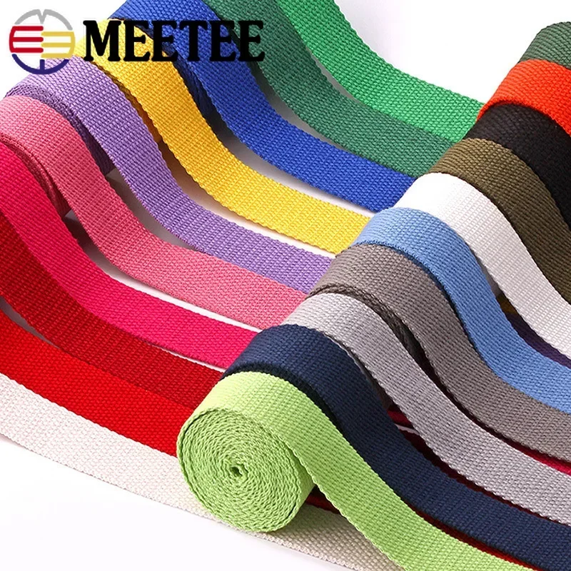 5M 20-38mm Polyester Cotton Ribbons Solid Color Thicken Webbing Canvas Ribbon for Backpack Shoulder Bag Strap DIY Sewing Materia