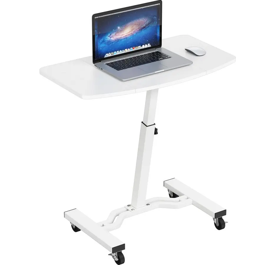 

Mobile Height Adjustable Laptop Rolling Cart with Height Adjustment from 28 to 33, White