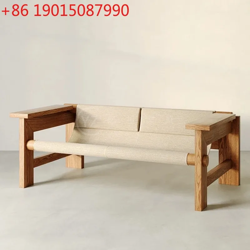 

Креативный двухместный средневековый диван из массива дерева для трех человек, маленькая квартира, гостиная, кожаный художественный диван, мебель для кровати и завтрака