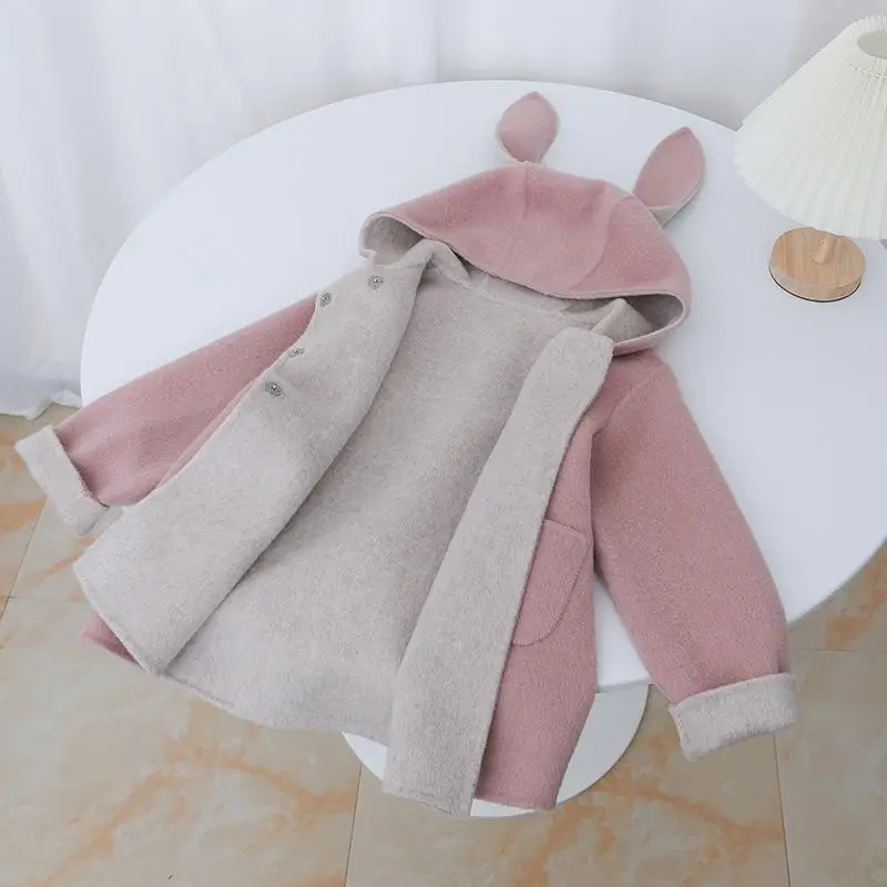 Girls Woolen Coat Kids Overcoat Jacket Children Outerwear 2025 Fox Thicken Winter Girl Warm Snowsuits Christmas Gift