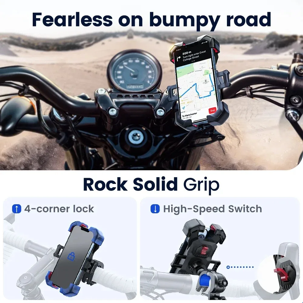 Soporte para teléfono para motocicleta y bicicleta 360 ° Ver bicicleta ciclismo soporte para teléfono celular para 4,7-7 pulgadas soporte para teléfono inteligente soporte a prueba de golpes
