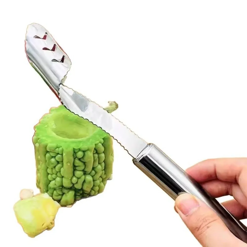 Removedor de corer de jalapeño de acero inoxidable, rebanada dentada, procesamiento de vegetales, herramienta de jalapeño, conveniente, multifuncional