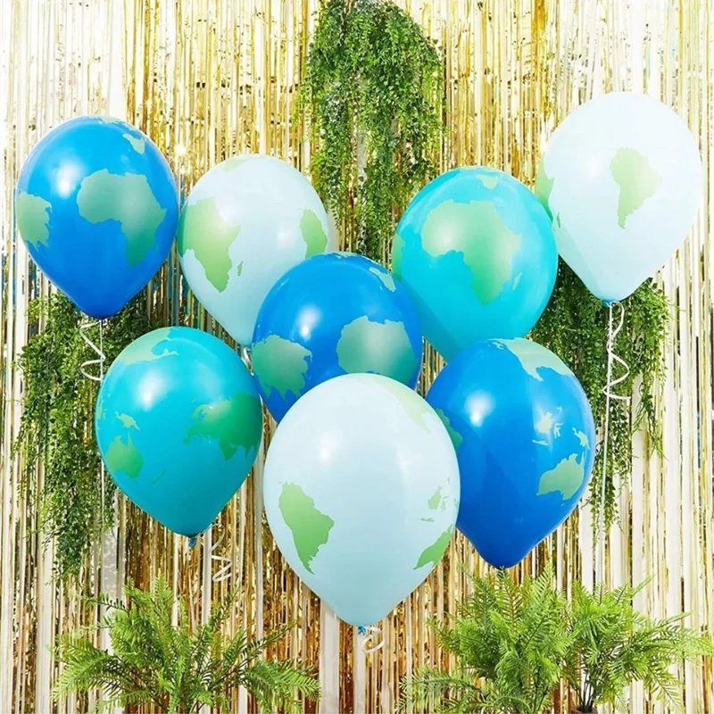 Astronaut Rocket Foil Balloons Out Space Theme Blue Star Earth Printed Latex Air Globos Kids Birthday Party Supplies Baby Shower