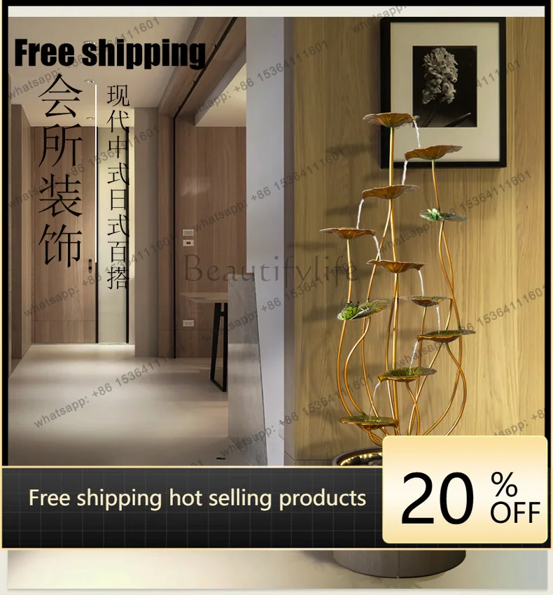 LJY   indoor living room modern floor-to-ceiling running water fountain landscape decoration next to TV cabinet