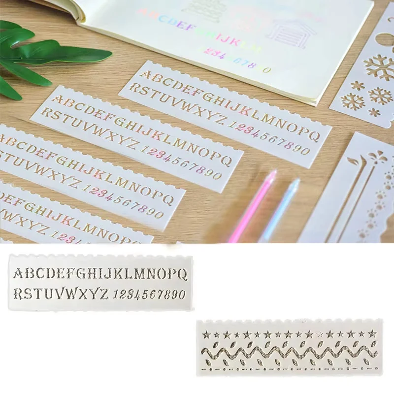 8-piece DIY letter layering template, coloring and embossing process, album decoration card making template image 4