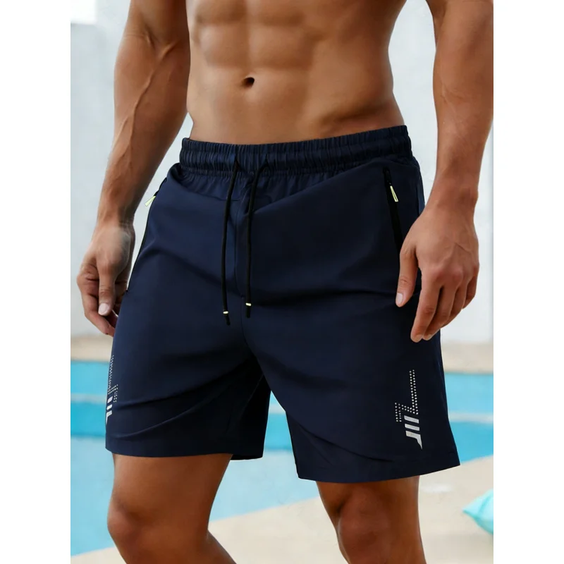 Image of Lässige Sportshorts für Herren in Übergröße, atmungsaktiv und erfrischend, Sommer-Strandhosen, Sportbekleidung, Gym-Shorts, Essentials, Herrenshorts