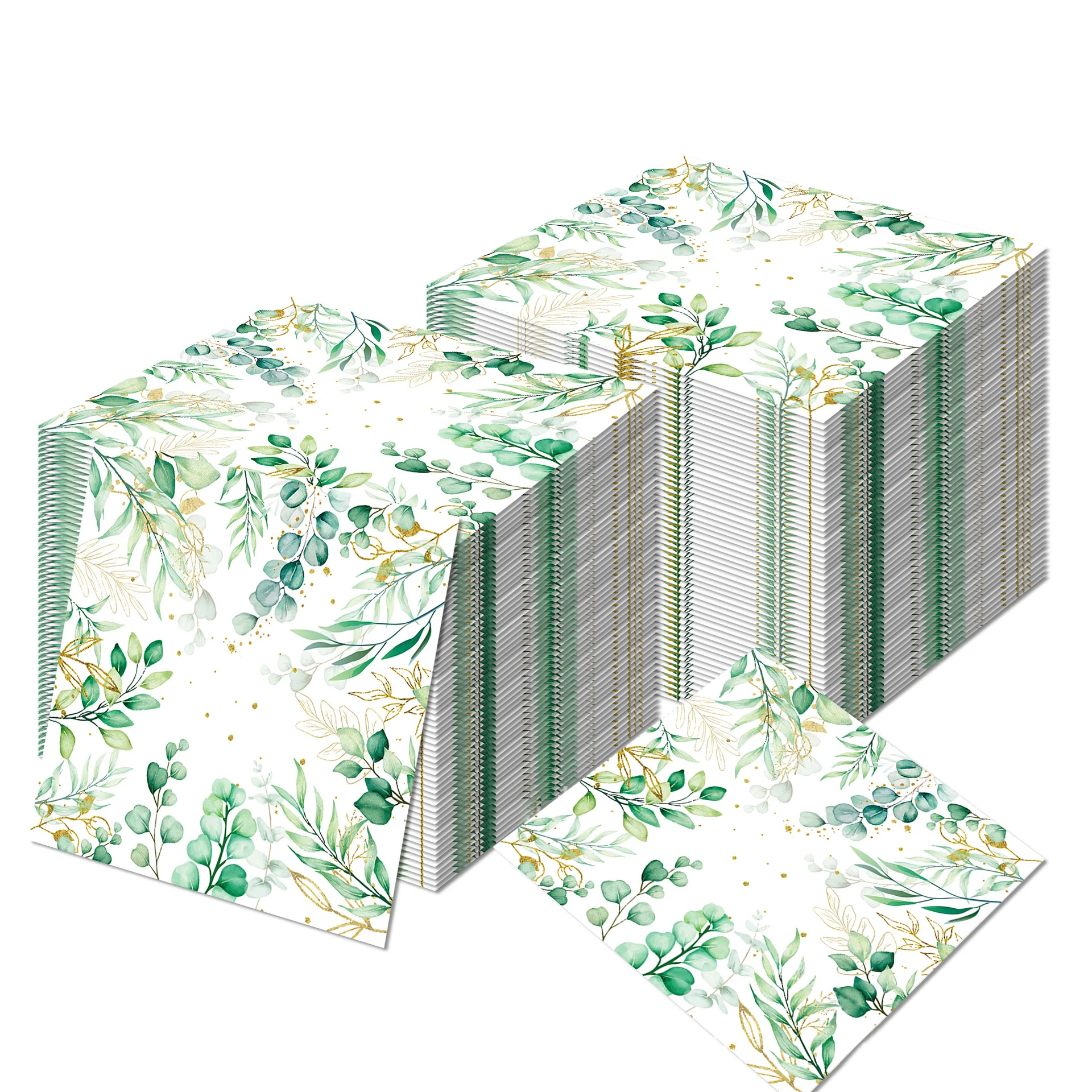 100PCS Square Paper Napkins 33*33CM 2-Ply Disposable Eucalyptus Leaf Tulip Flower Guest Paper Towels for Home Party Wedding