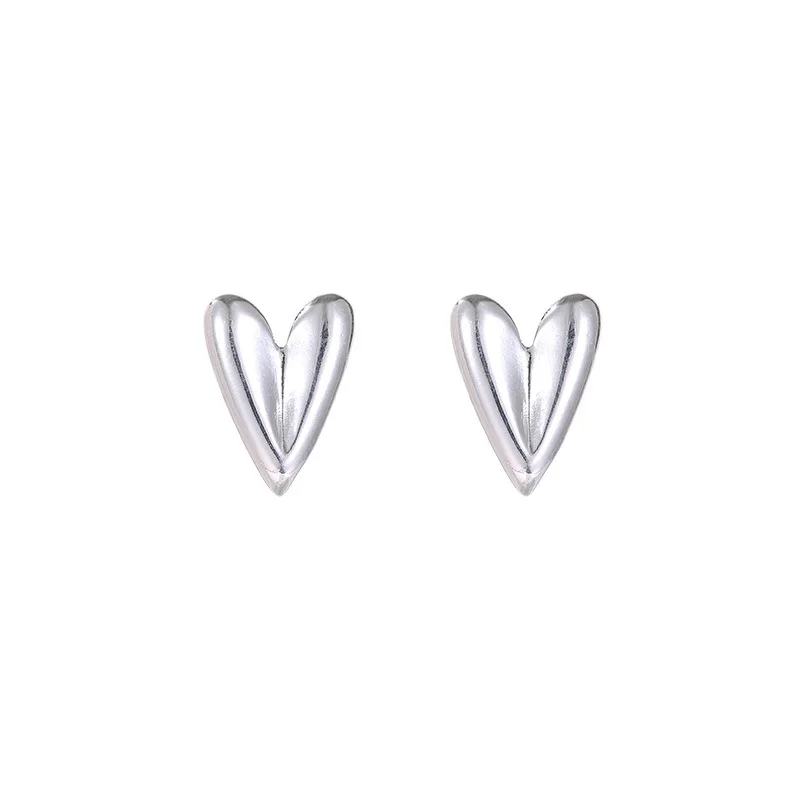 PANJBJ 925 Sterling Silver Love Heart Earring for Women Girl Minimalism Office Versatile Jewelry Birthday Gift Dropshipping image 5