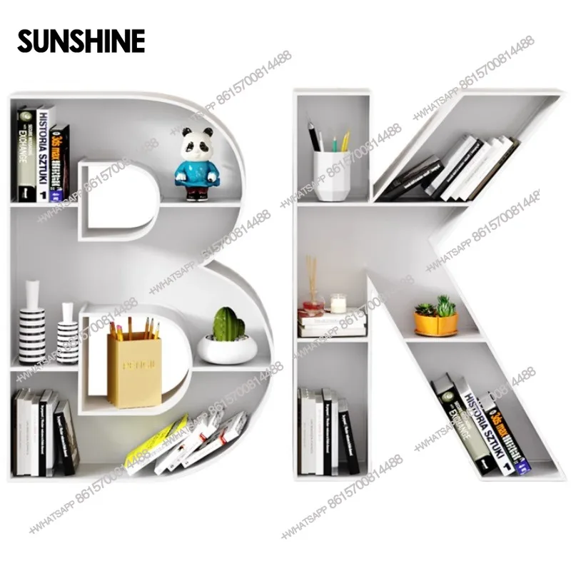 알파벳 책꽂이 – 금속 디스플레이 책장, 독립형/벽걸이형, 어린이 방, 학교 및 도서관용 맞춤형 A~Z