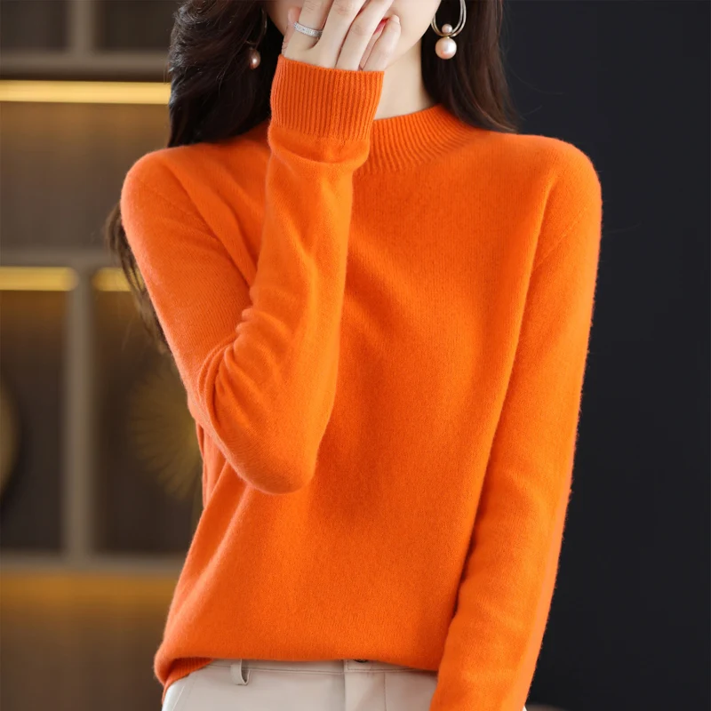 100% Merino Wool Cashmere Sweater Women Knitted Sweater Turtleneck Long Sleeve Pullovers Autumn Winter Clothing Warm Jumper Tops