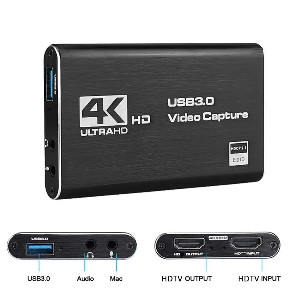 

Карта видеозахвата 4K Ultra HD USB 3.0 USB 2.0 HDMI-совместимый захват-рекордер для PS4, игровая DVD-камера, запись потоковой передачи в реальном времени