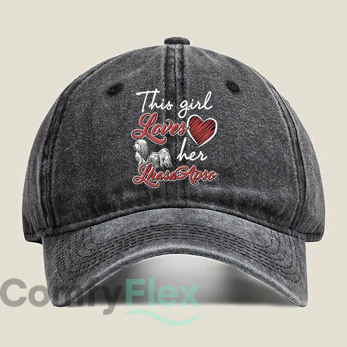 Lhasa Apso Love Pet Art قبعة بيسبول مغسولة في الهواء الطلق للنساء للجنسين أنثى موضة أبي قبعة الهيب هوب